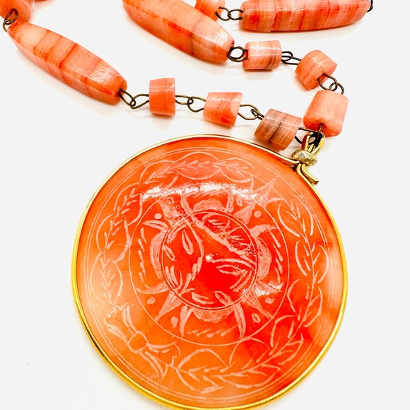 Vintage Carved Aztec Medallion Necklace - Picture 10 of 13